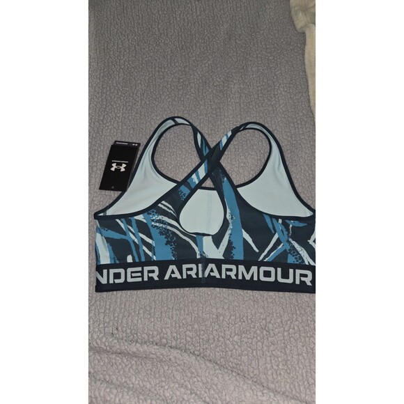 NWT Under Armour Women's Crossback Mid Printed Sport Bra Large Swimbin - Picture 5 of 6